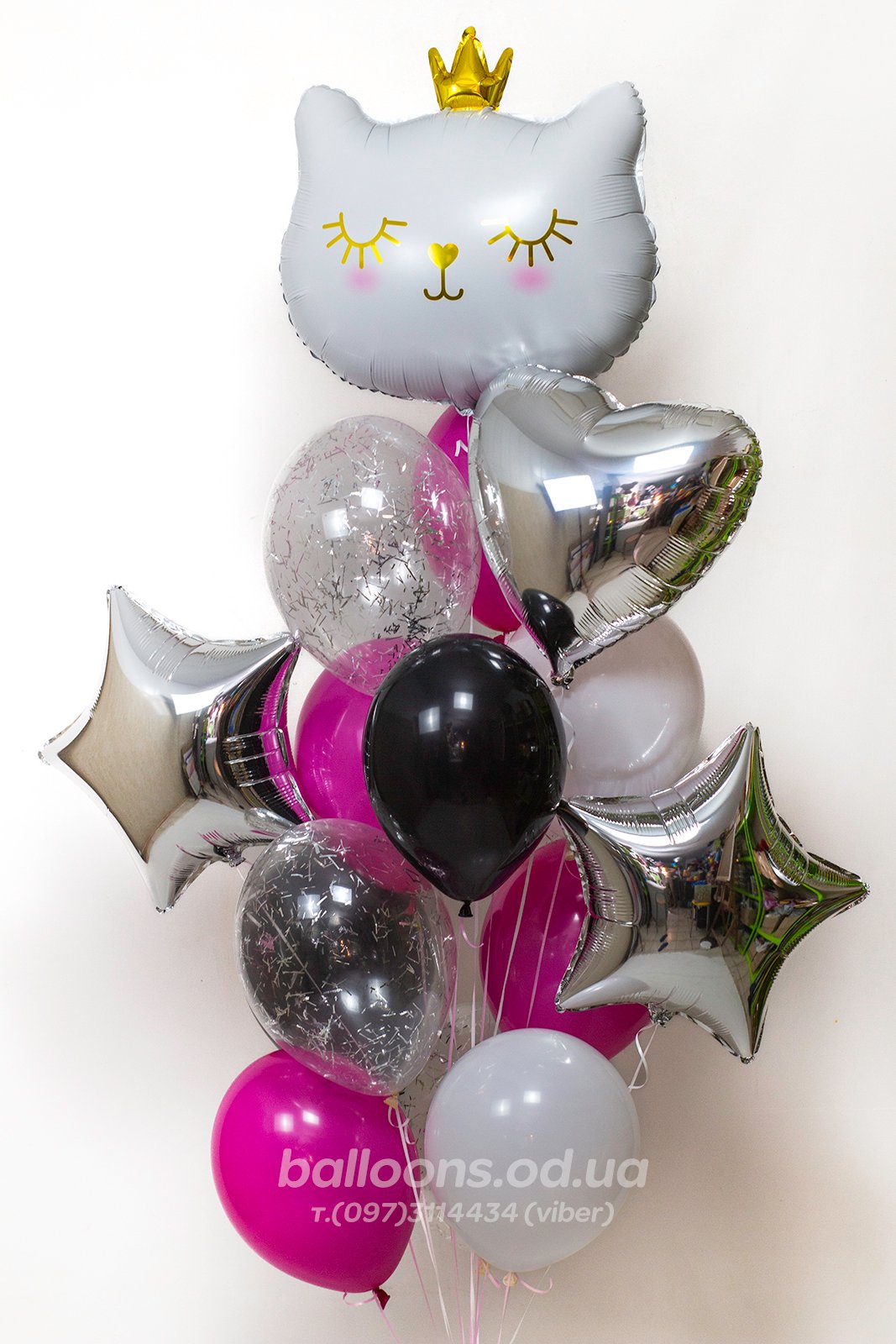 фонтан из воздушных шаров "Котик"