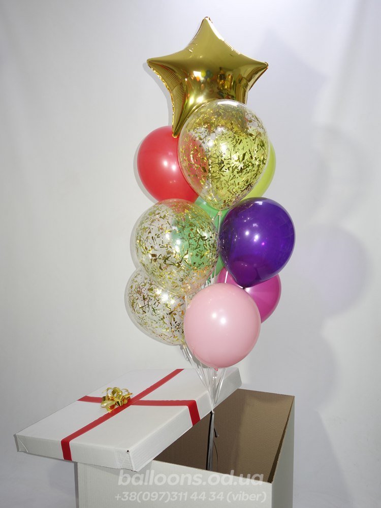 Коробка сюрприз с шариками "Золотая звезда"