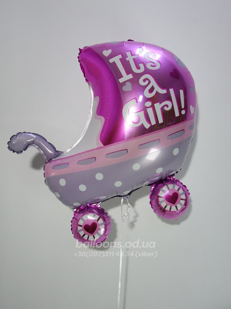 шарик-Коляска в роддом для девочки