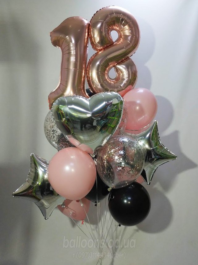 Облако из шаров с цифрами "18 лет"