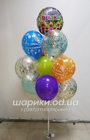 Фонтан із гелієвих куль "Happy Birthday!"