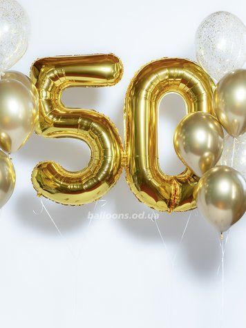 Золоті фольговані цифри "50"